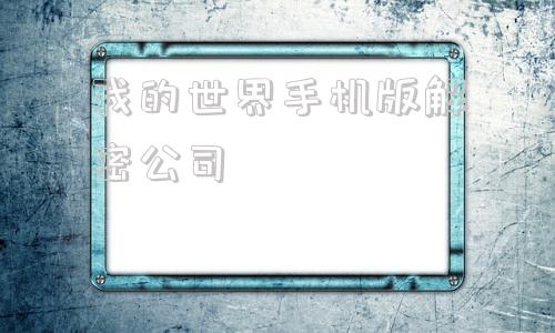 我的世界手机版解密公司我的世界解密公司所有地图